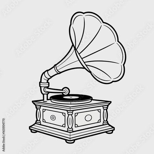old gramophone isolated on white