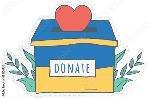 a container used for collecting donations, often for charitable purposes. 