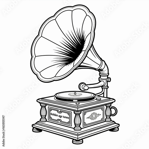 old gramophone isolated on white