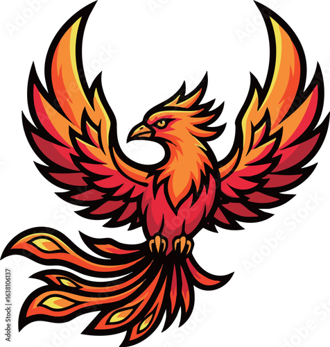 スタイリッシュな鳳凰・フェニックスをテーマにしたロゴデザイン風のイラスト