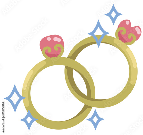 wo interlocked golden rings, commonly recognized as wedding rings or wedding bands