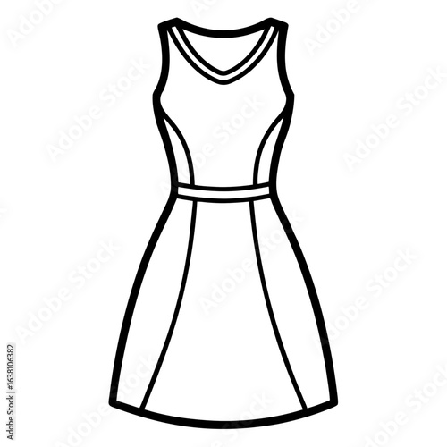 Elegant Sleeveless Dress Line Art