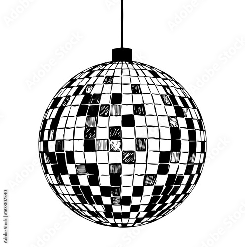 black silhouette of a disco ball