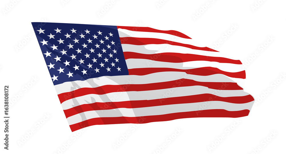 Obraz premium The flag of the United States of America Isolated on white background
