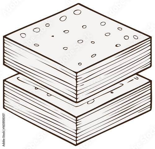 Passover matzah bread stacks, traditional Jewish unleavened food illustration.