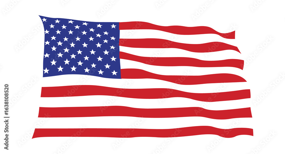 Obraz premium The flag of the United States of America Isolated on white background