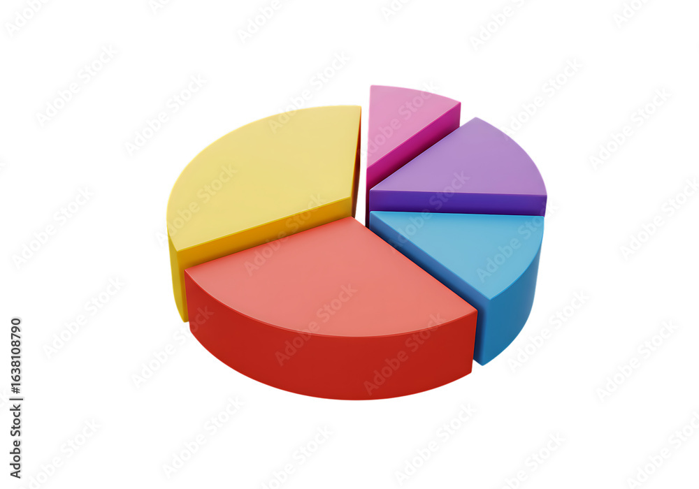 Obraz premium Colorful 3d pie chart with black background representing data and statistics