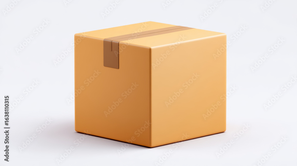 Obraz premium Return parcel, sealed parcel box ready for return on clean white background with smooth edges and simple design