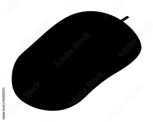 Silhouette of a ripe mango fruit with stem, tropical food illustration