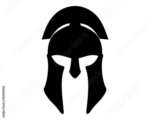 Spartan Helmet Silhouette Icon Representing Ancient Warfare and Military History