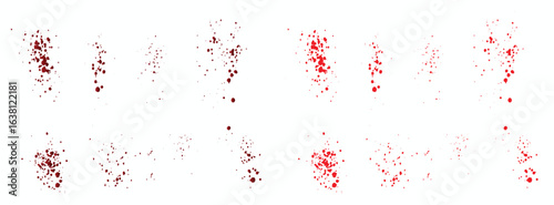 Abstract set of splatter red color blood background. red blood splashes. Realistic red blood spatter collection