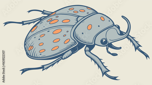 Illustration of a beetle insect with spots vector drawing for entomology and nature study resources design