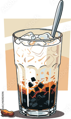 09082025_Iced Boba Milk Tea
This is a clean vector illustration of a tall glass of iced milk tea or bubble tea