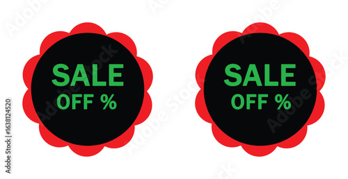 Red Sale Off Percentage Discount Sticker Vector Graphic