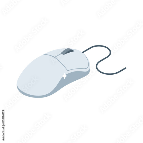Easy to edit isometric style icon of wired mouse