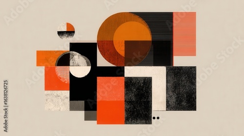 abstract geometric orange shapes art