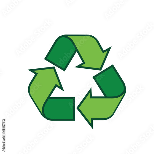 A vibrant green recycling symbol, a visual representation of environmental conservation and sustainable practices, promoting eco-friendly awareness.