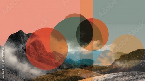 abstract mountain landscape circles