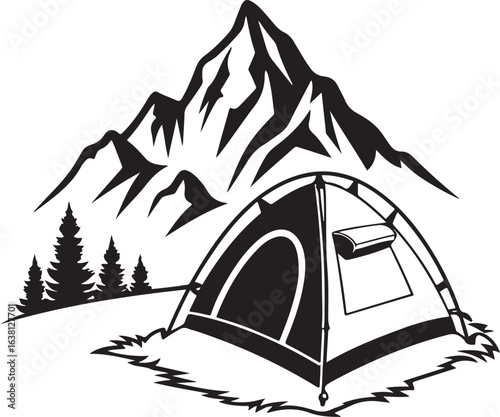 tourist tent in the mountains