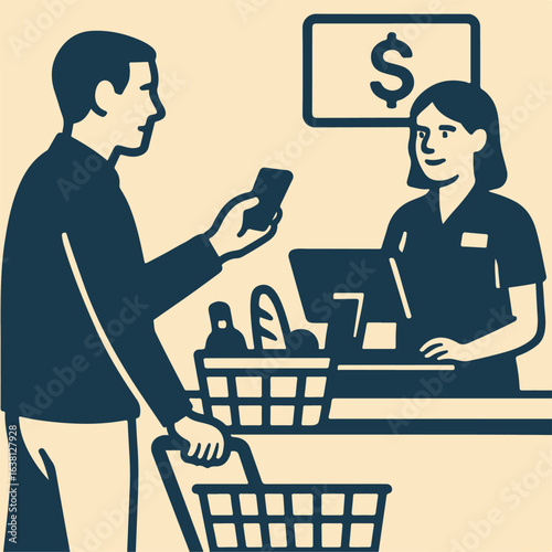 illustration payment at the checkout vector minimalism
Vector illustration minimalism