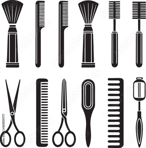 Barber and Hairdressing Tools Icons