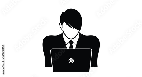 Vector Illustration of an person working on a laptop