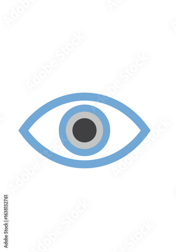 Stylized Blue and Gray Evil Eye Icon, Concentric Circles Design