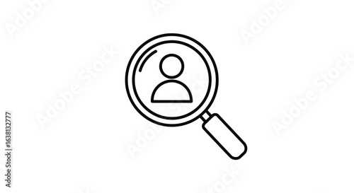 Vector Illustration of a magnifying glass magnifying a person 
