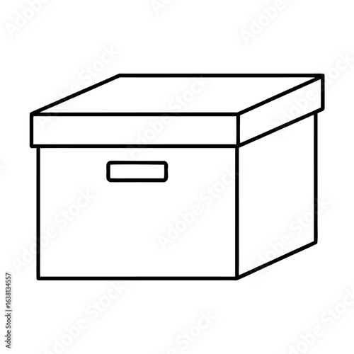 Minimalist outline of a storage box perfect for archive or organization concepts