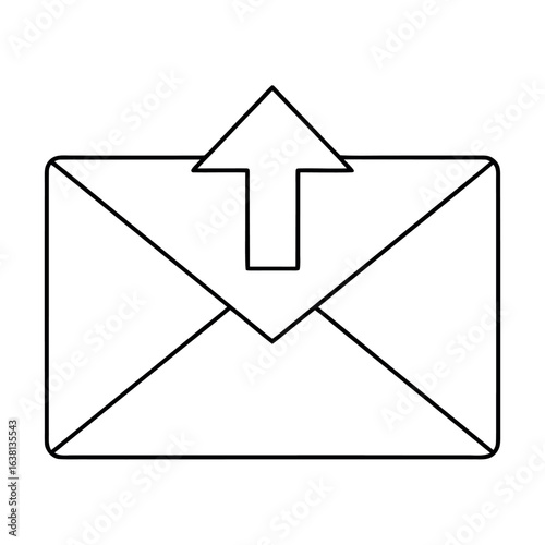 Clean outline icon of an envelope with an arrow representing email communication and messaging services