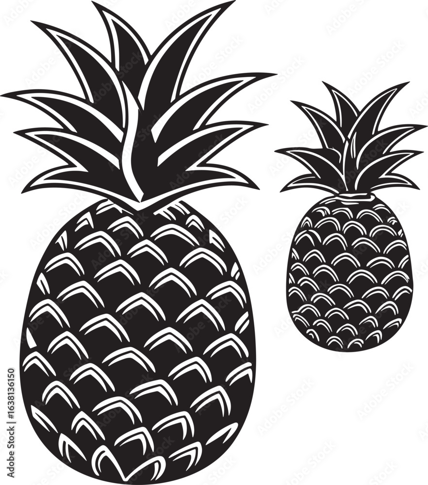 Obraz premium Stylized Pineapple Fruit Illustration