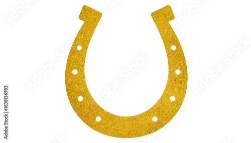 Gold horseshoe on white background