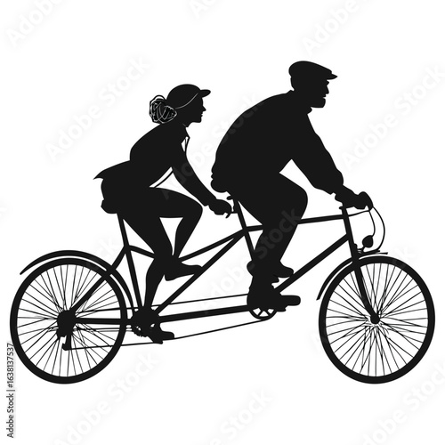 People Riding Tandem Bicycles
