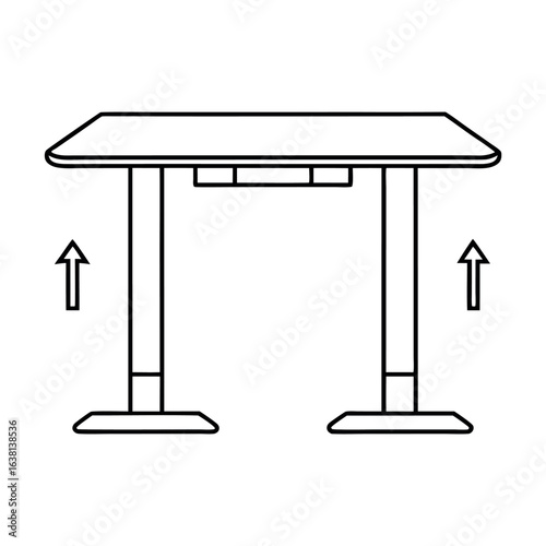 Modern adjustable height standing desk design with clean lines suitable for office furniture advertisements and ergonomic workspace promotions