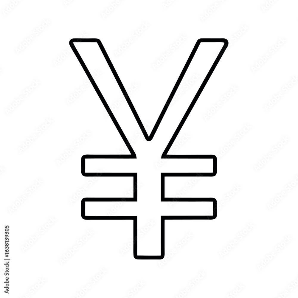 Obraz premium Clean outline yen symbol design with multiple color options and typography