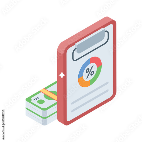 A neat isometric icon of budget planning board