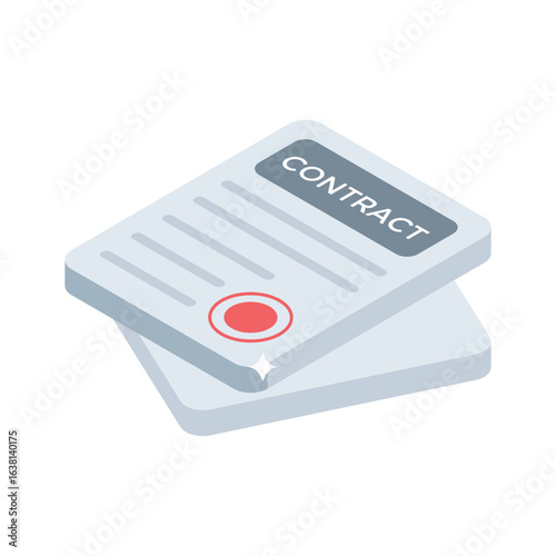 A isometric style icon showing signed contract