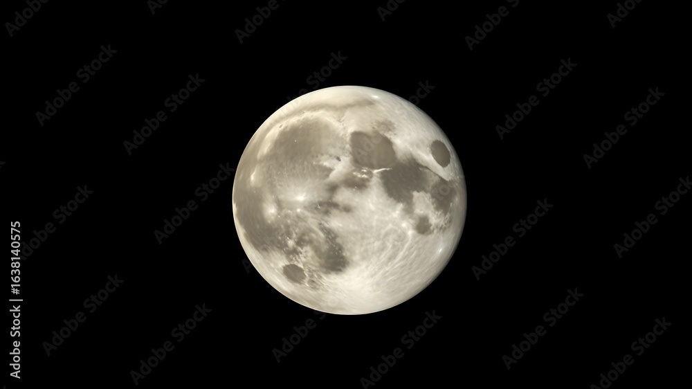 Obraz premium Illustration of the bright full moon shines in the dark night sky