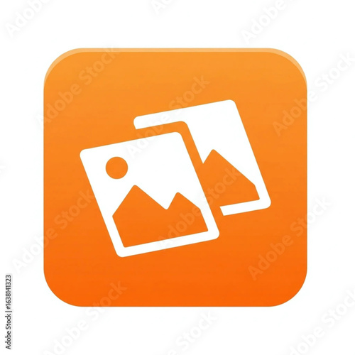 Vibrant digital photographs icon representing memory sharing or creative multimedia display application design for contemporary graphical user interface application