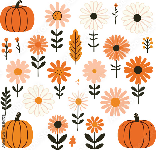 seamless pattern with pumpkins