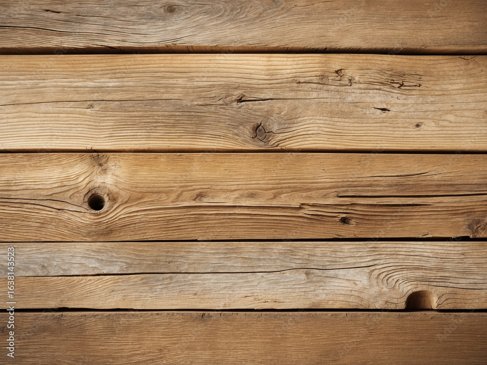 Fototapeta premium Background texture of old, rustic wooden planks. Natural brown wood grain surface for a floor or wall backdrop.