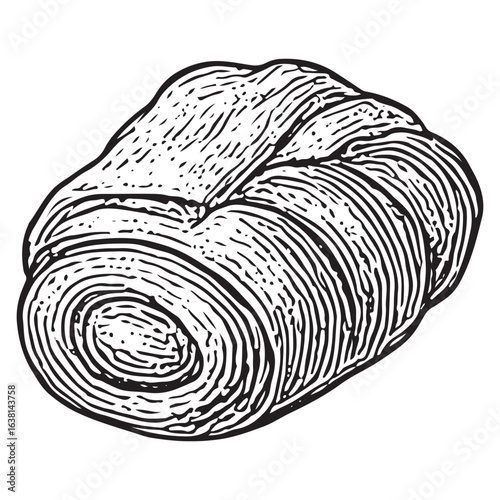 Round Danish Pastry Illustration – Sweet Glazed Vintage Bakery Dessert Drawing