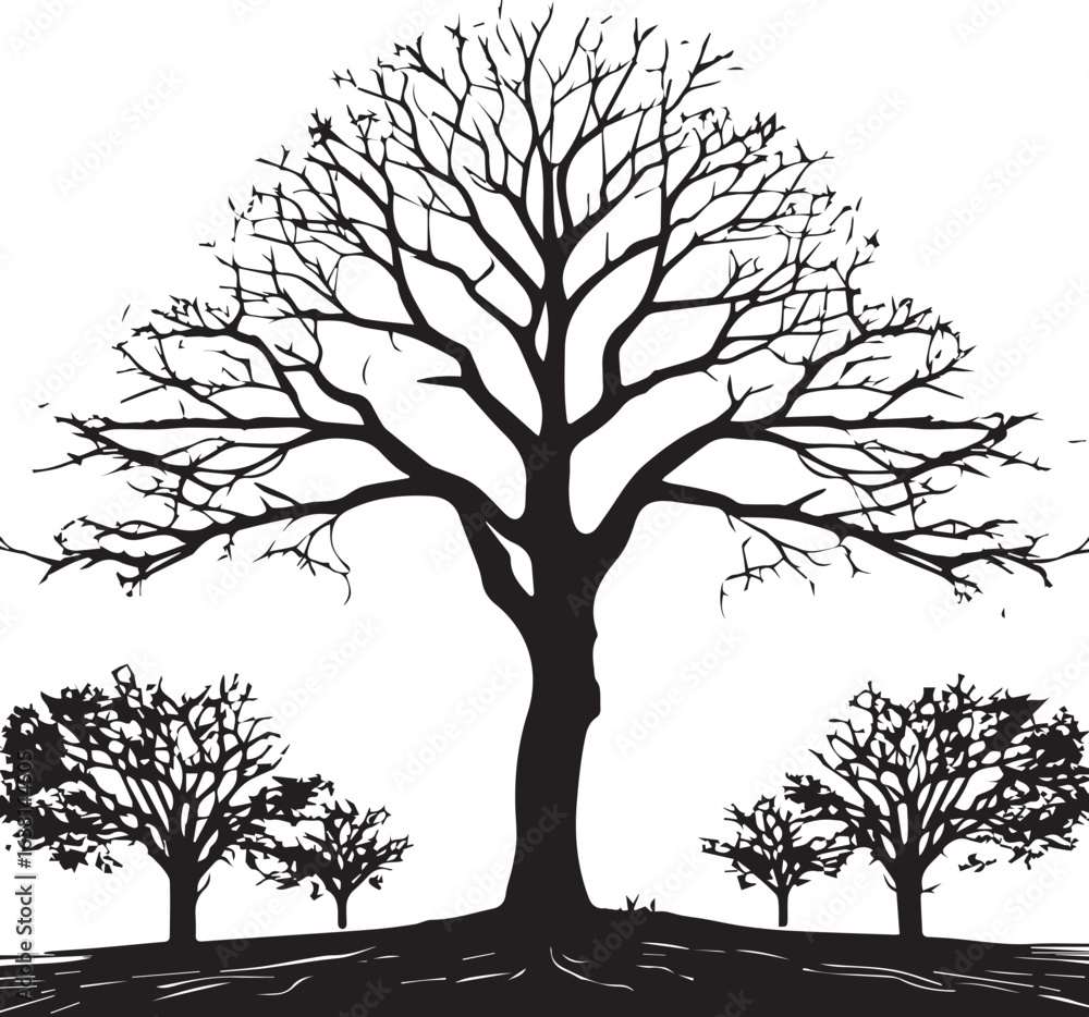 Obraz premium tree silhouette Vector | Minimalist & Trendy tree Silhouette Design | Unique & Stylish tree Artwork for Vector design