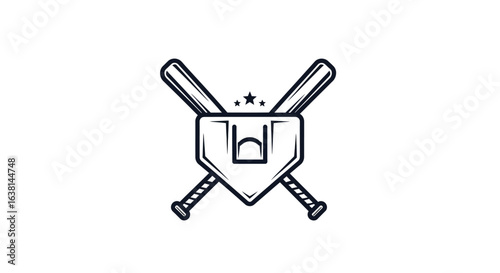 Baseball Bat and Glove Logo with Stars