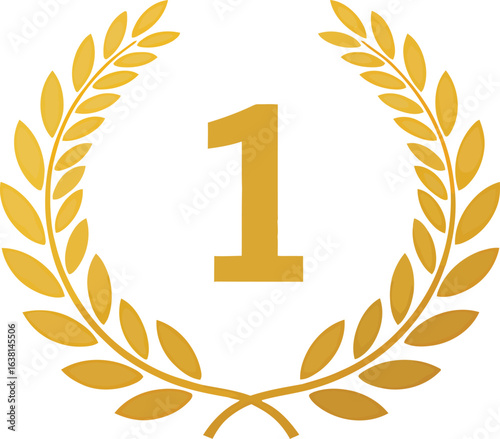 Gold Number 1 with Laurel Wreath – Victory and Achievement Symbol for Awards and Rankings