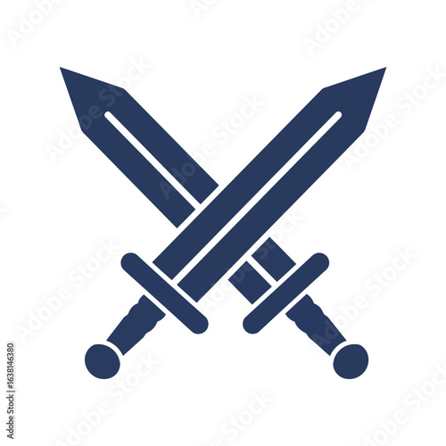 Two crossed swords vector illustration medieval battle weapon combat symbol warrior equipment isolated eps graphic