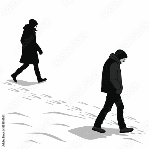 People Walking in Snow