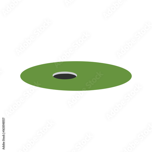 Green golf putting green with hole sports field illustration fairway grass vector outdoor leisure activity