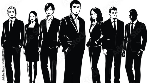 Diverse group of business professionals in silhouette