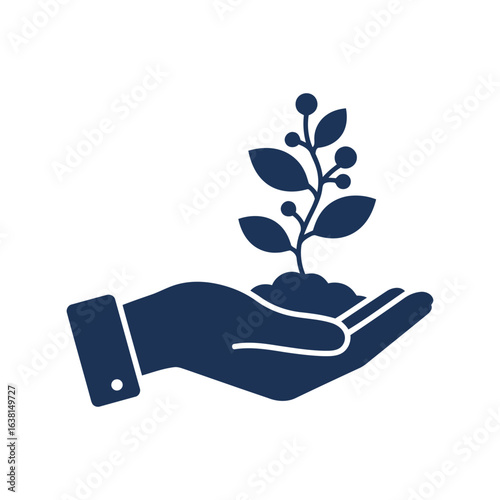 Hand holding seedling growth new life nurturing sustainable agriculture environmental concept
